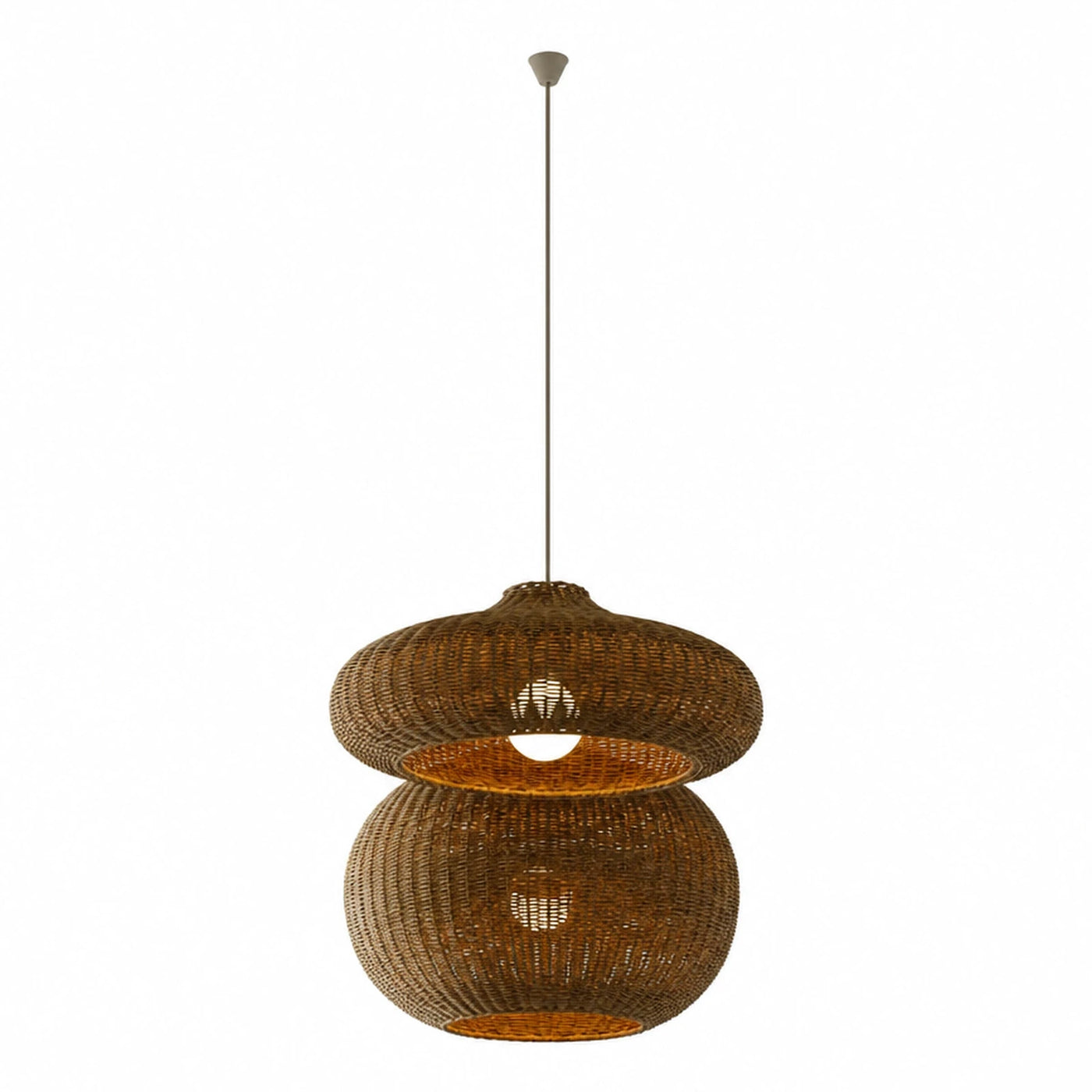 Woven Rattan Double-Tier Pendant Light