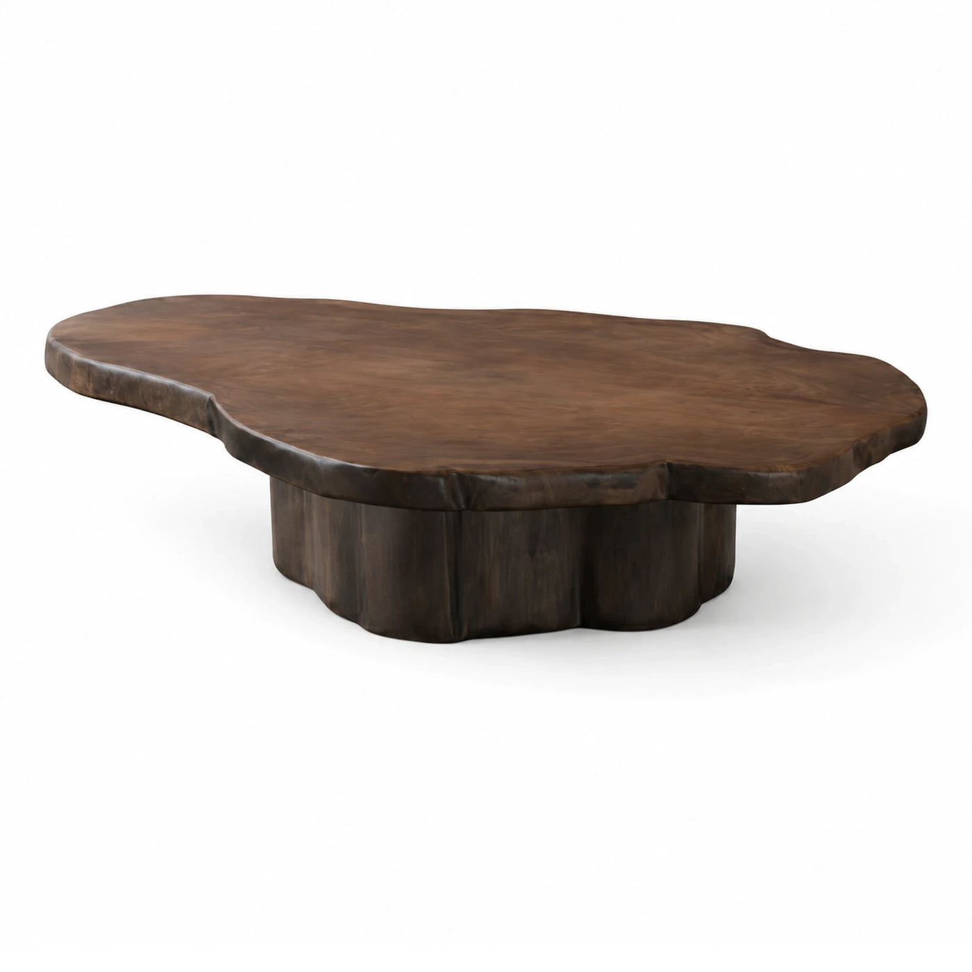 Organic Shape Dark Wood Coffee Table