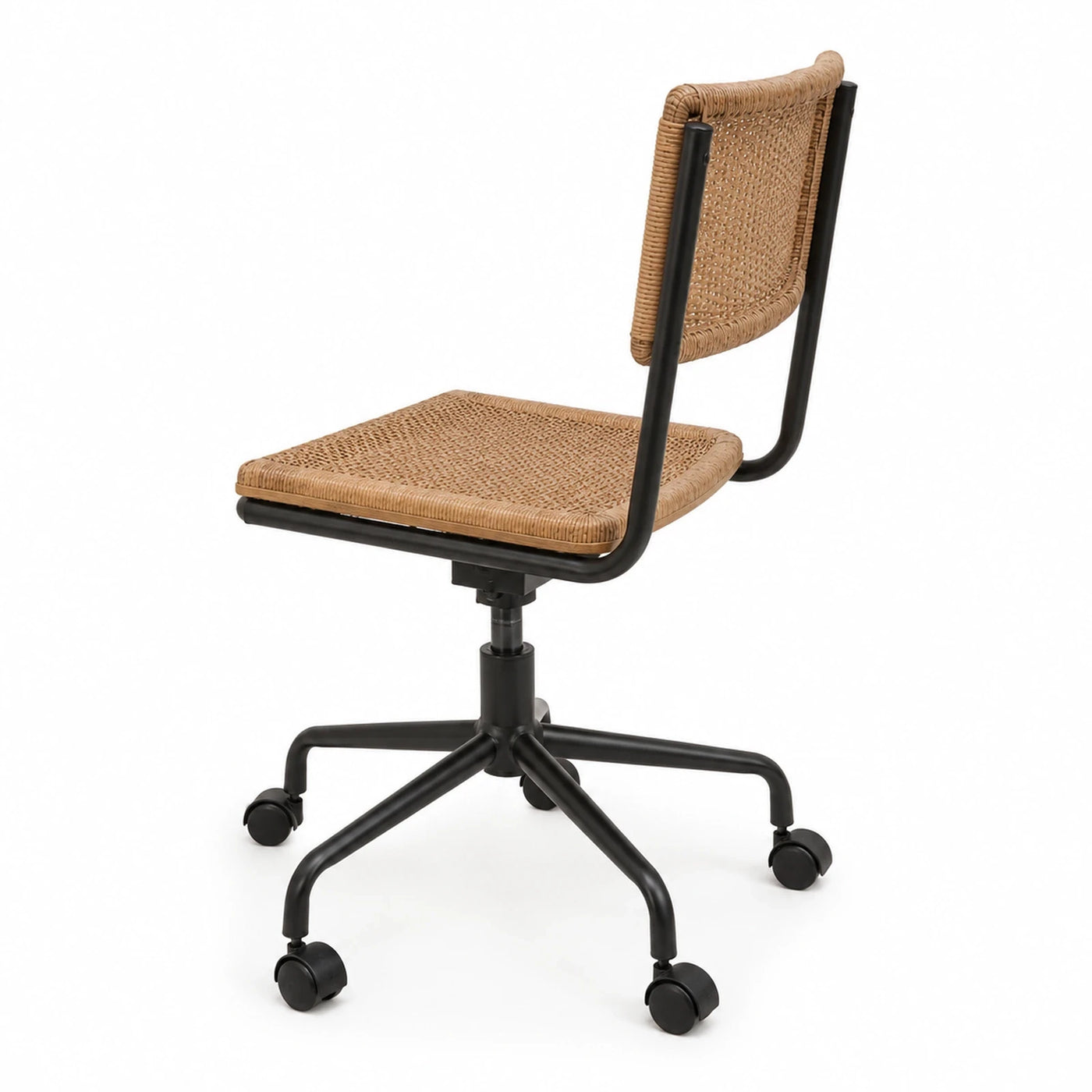 Black Metal Rattan Swivel Office Chair