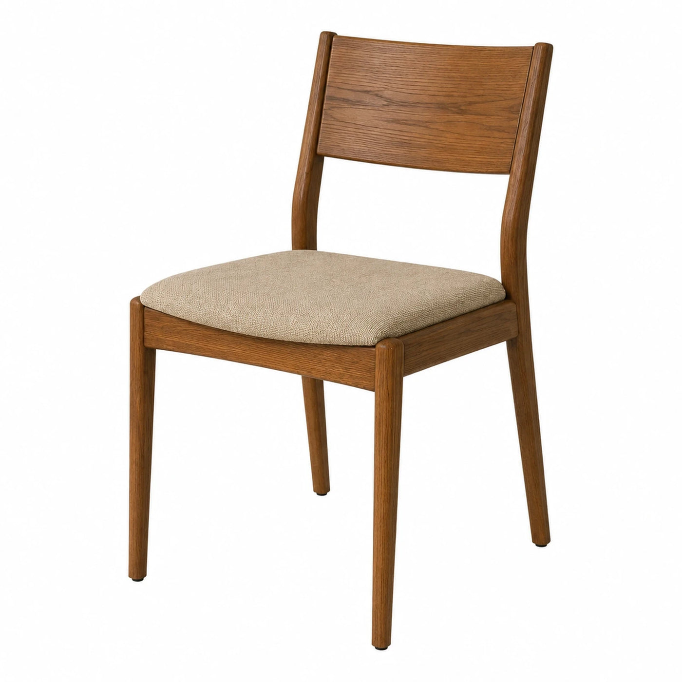 Wooden Dining Chair with Beige Fabric Seat