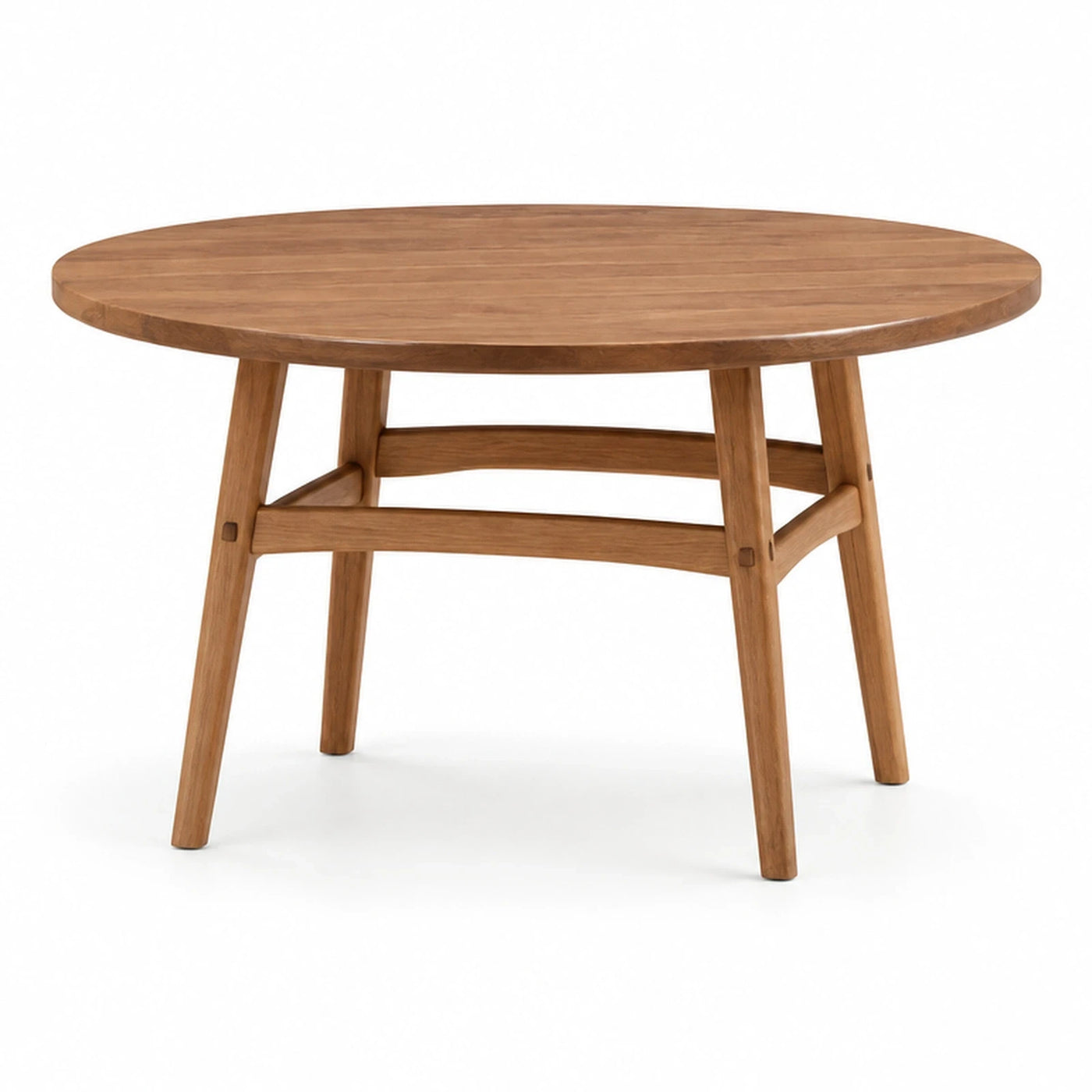 Round Wooden Coffee Table with Tapered Legs