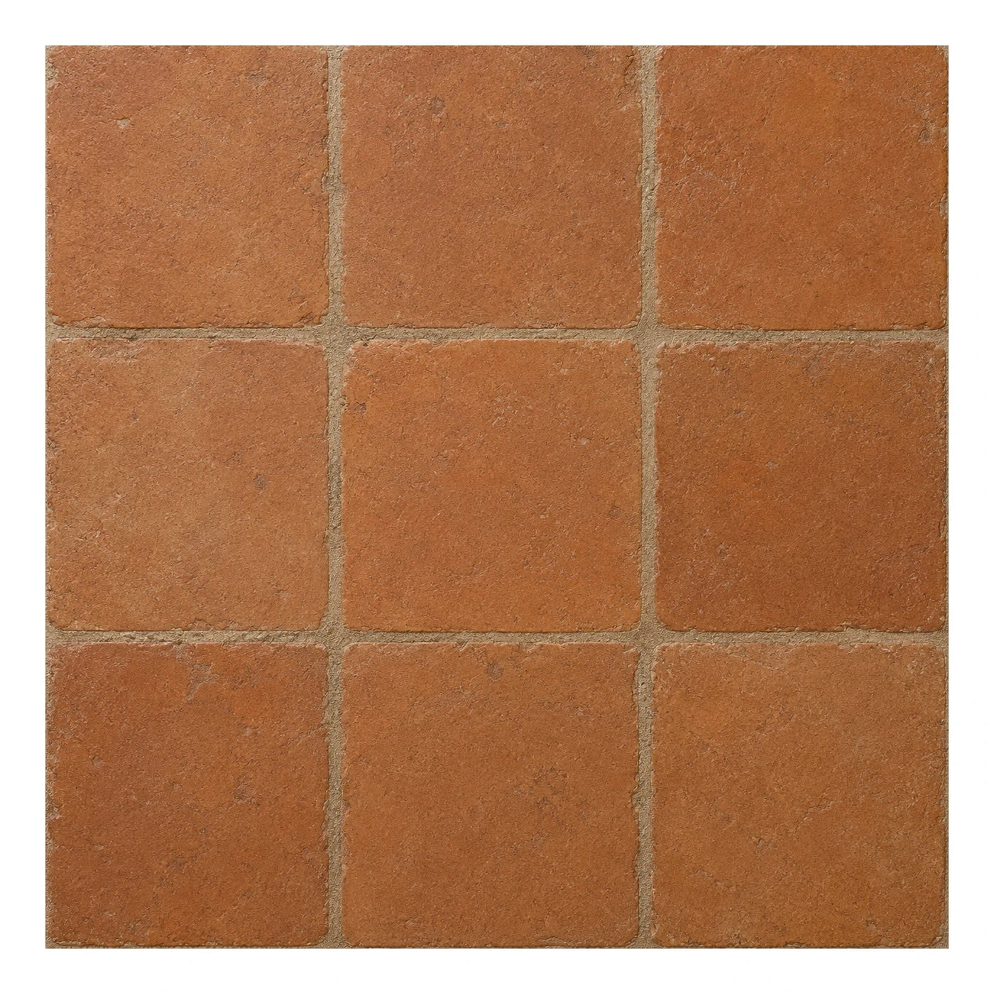 Terracotta Square Floor Tiles with Rustic Texture