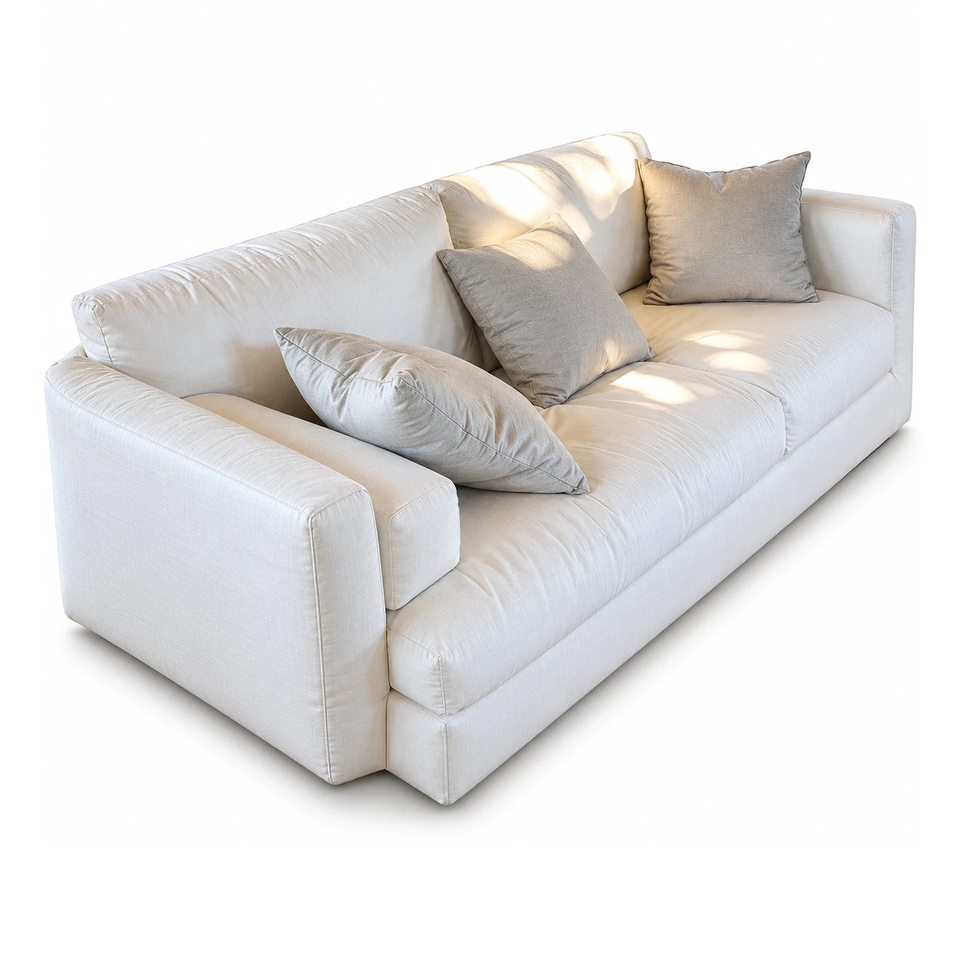 Cream Fabric Sofa with Three Cushions