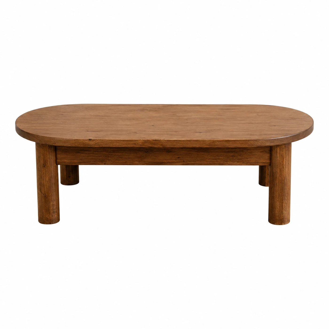 Oval Wooden Coffee Table with Thick Legs