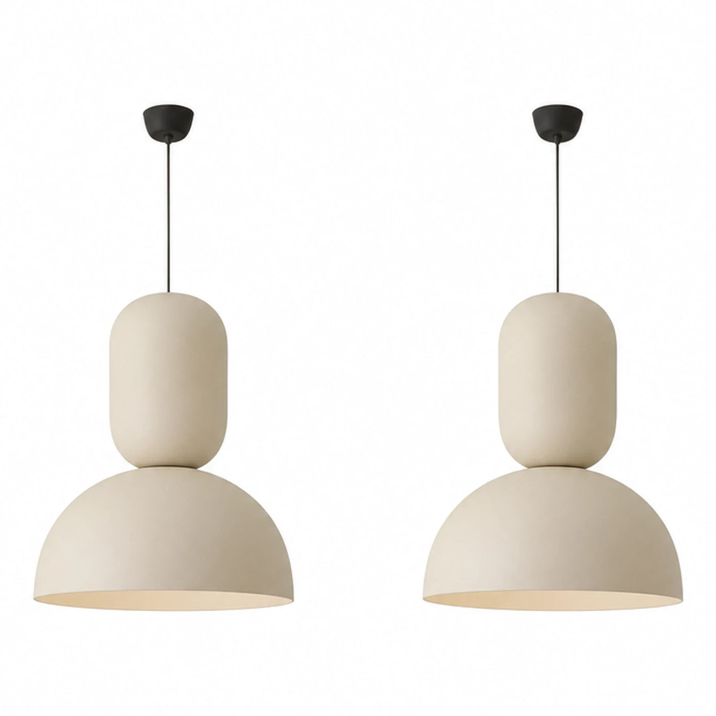Cream Two-Tier Pendant Light with Dome Shade