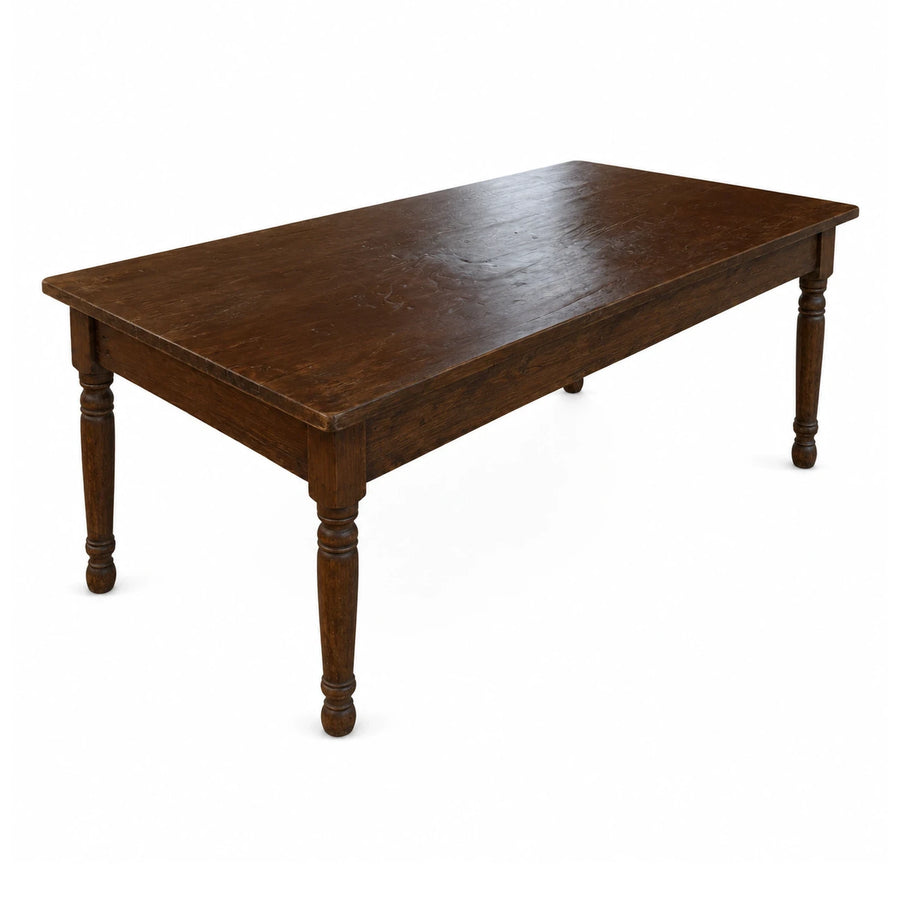 Dark Wood Rectangular Dining Table with Turned Legs