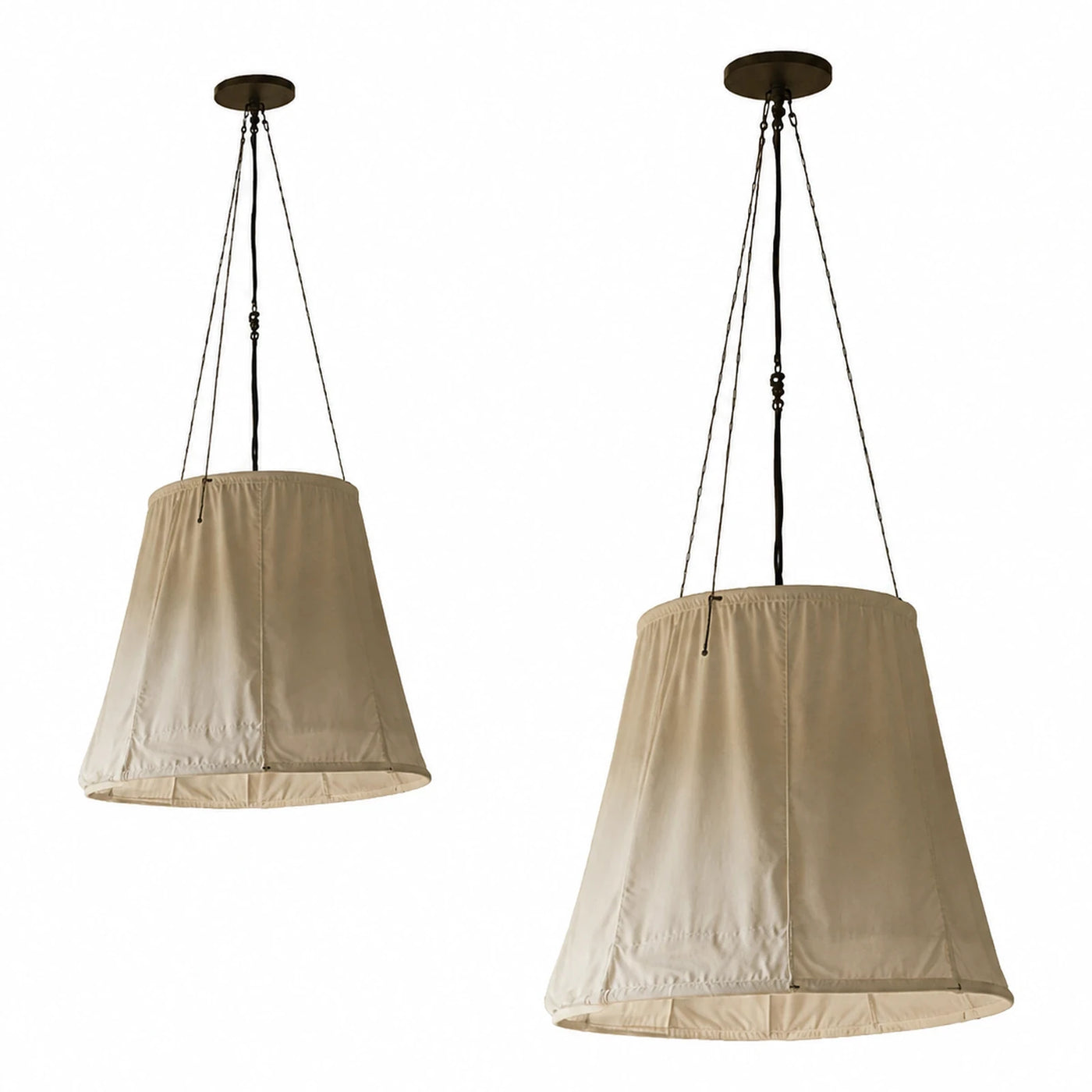 Beige Fabric Drum Pendant Light Fixture
