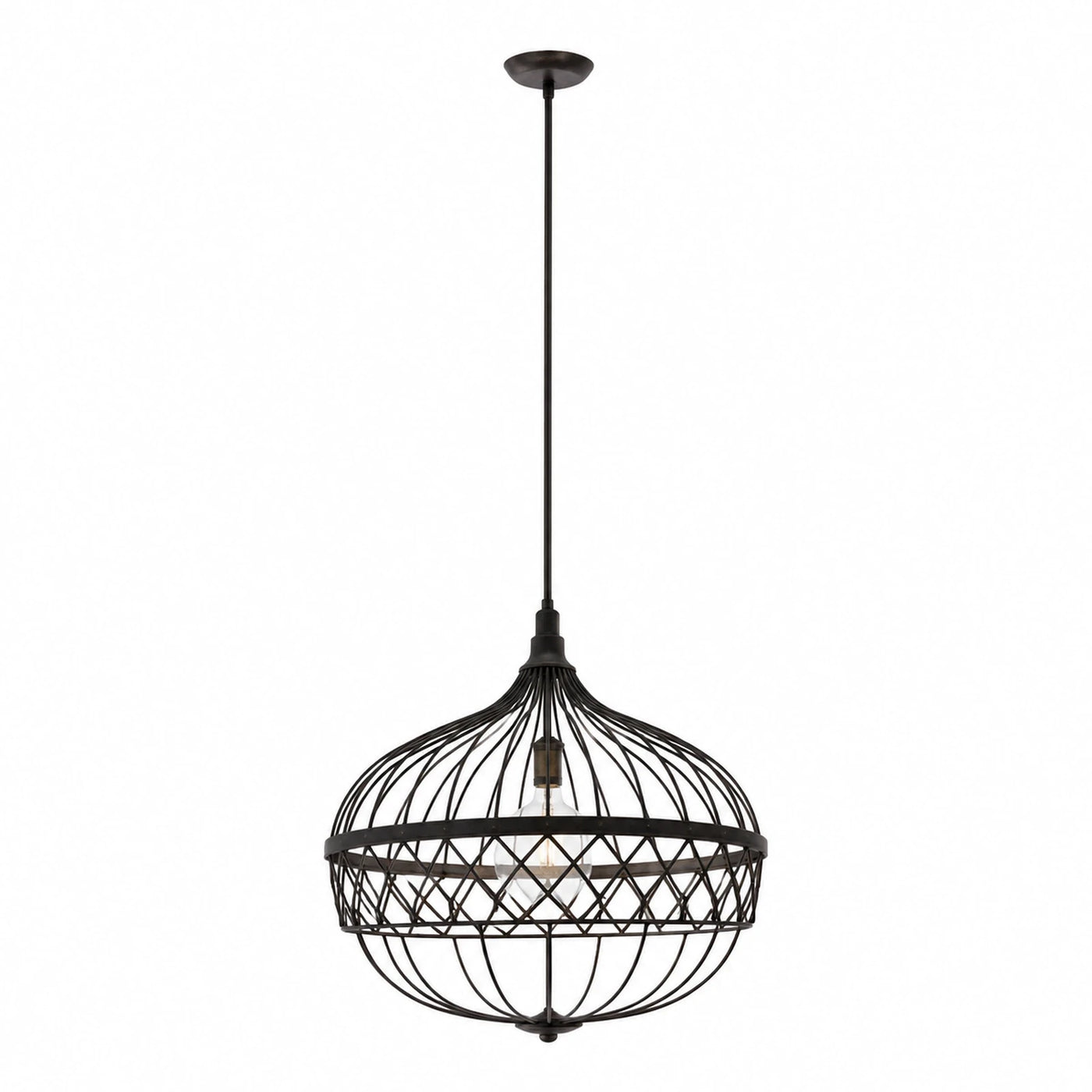 Black Metal Wire Cage Pendant Light