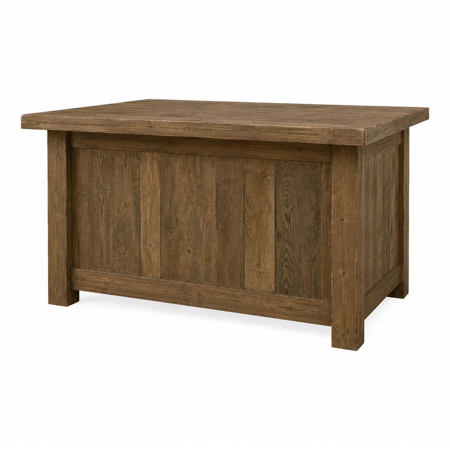 Rustic Solid Wood Storage Bench with Flat Top