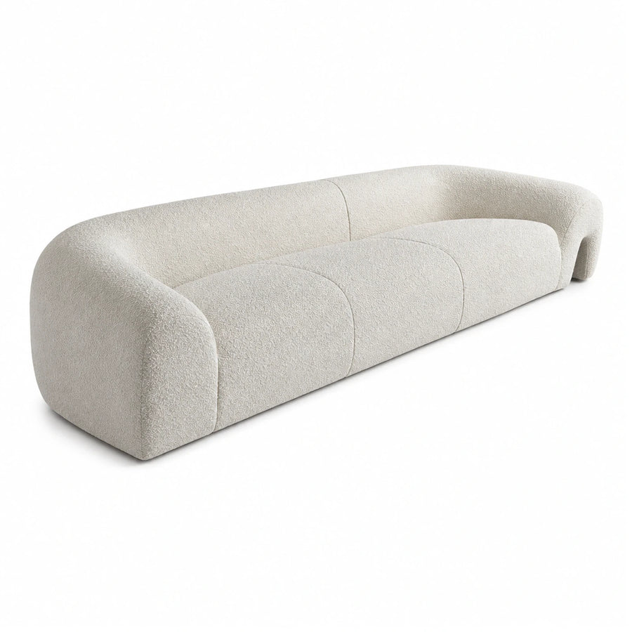 Cream Boucle Curved Sofa