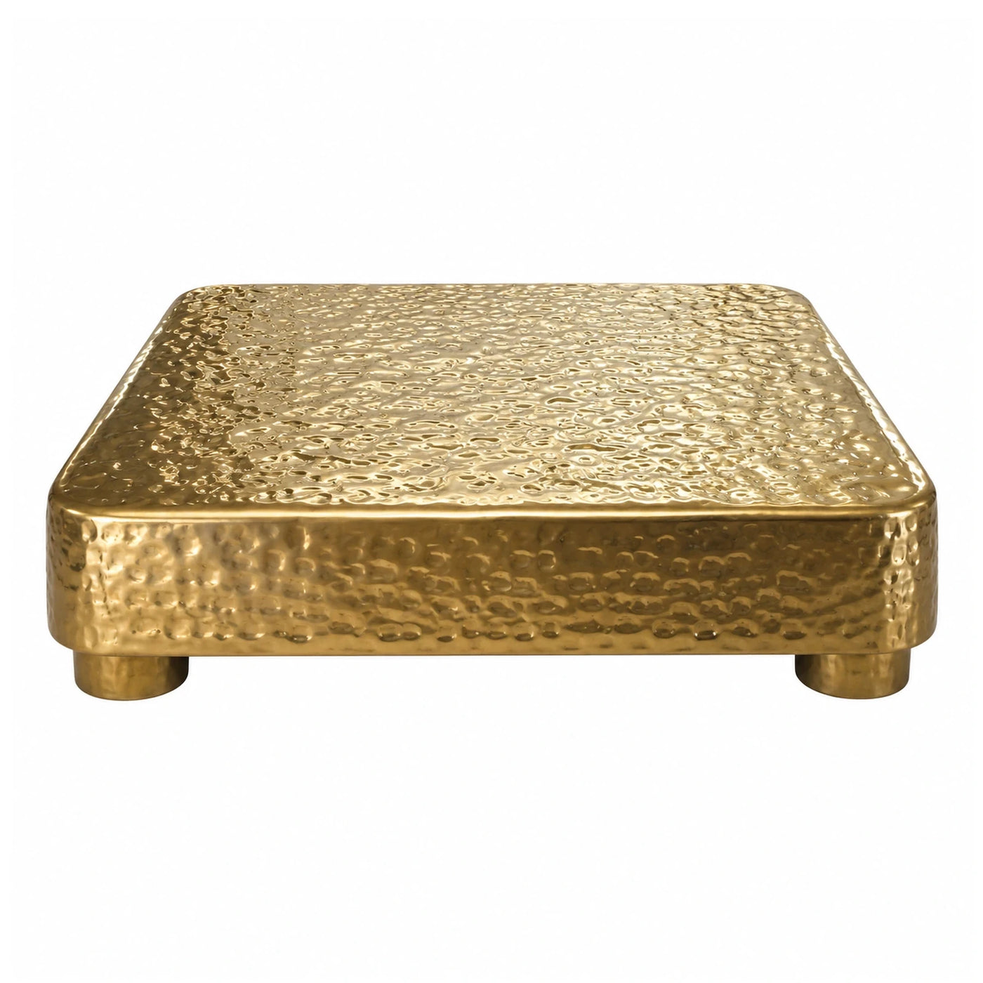 Gold Hammered Metal Square Coffee Table