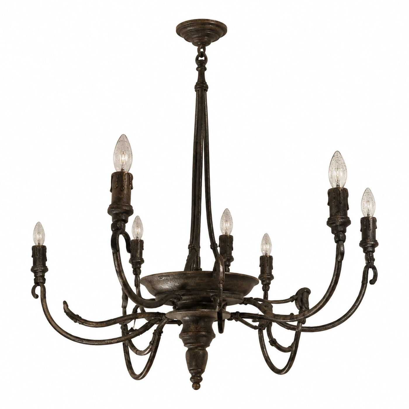 Rustic Bronze Eight-Light Candle Style Chandelier