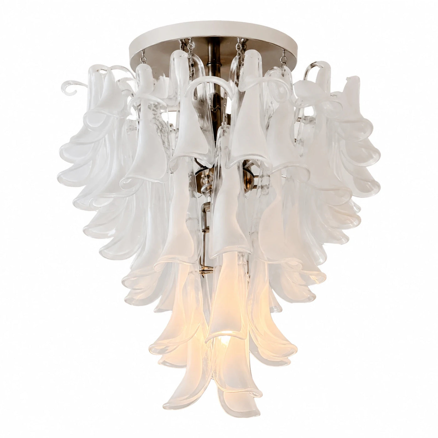 White Glass Flower Chandelier Ceiling Light