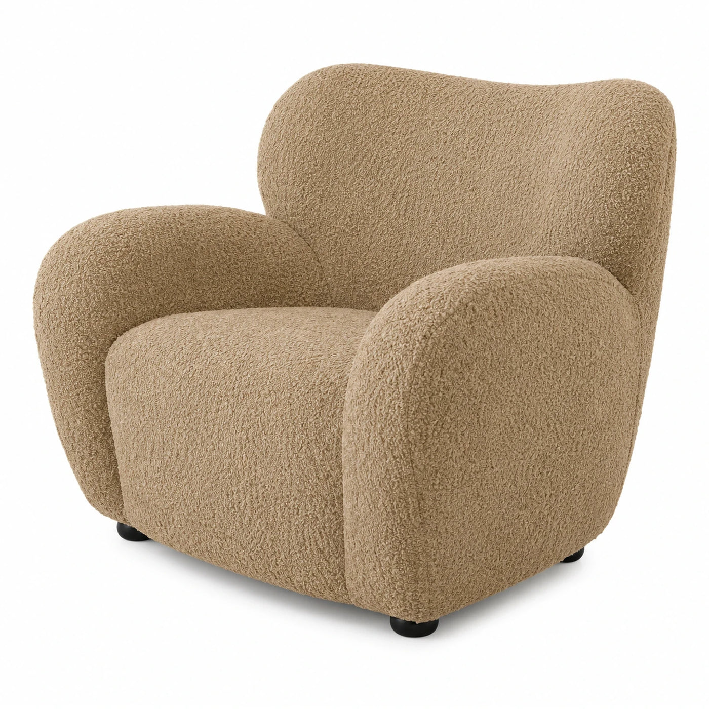 Beige Boucle Armchair with Rounded Silhouette