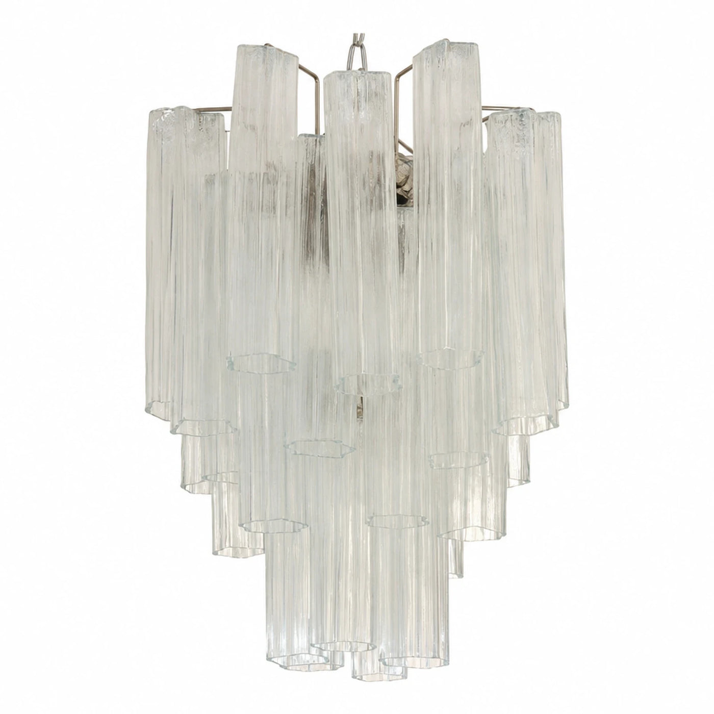 Clear Glass Tube Chandelier with Metal Frame