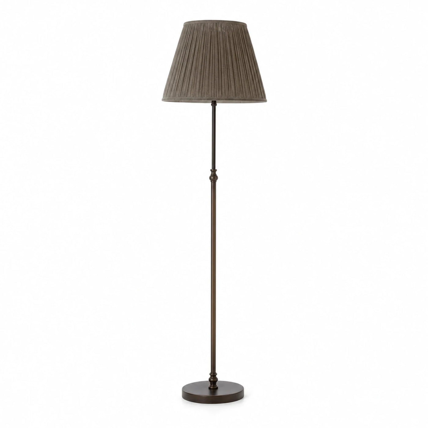 Bronze Metal Floor Lamp with Pleated Fabric Shade