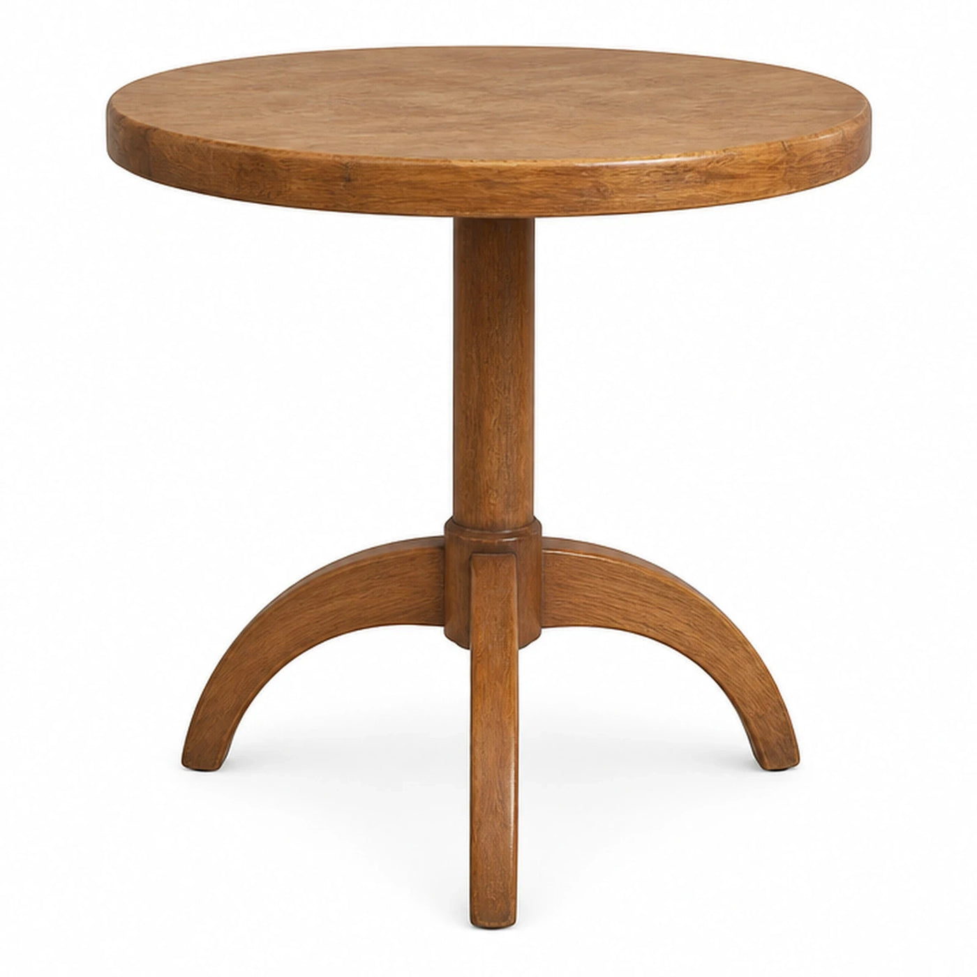 Round Wooden Pedestal Side Table with Curved Base