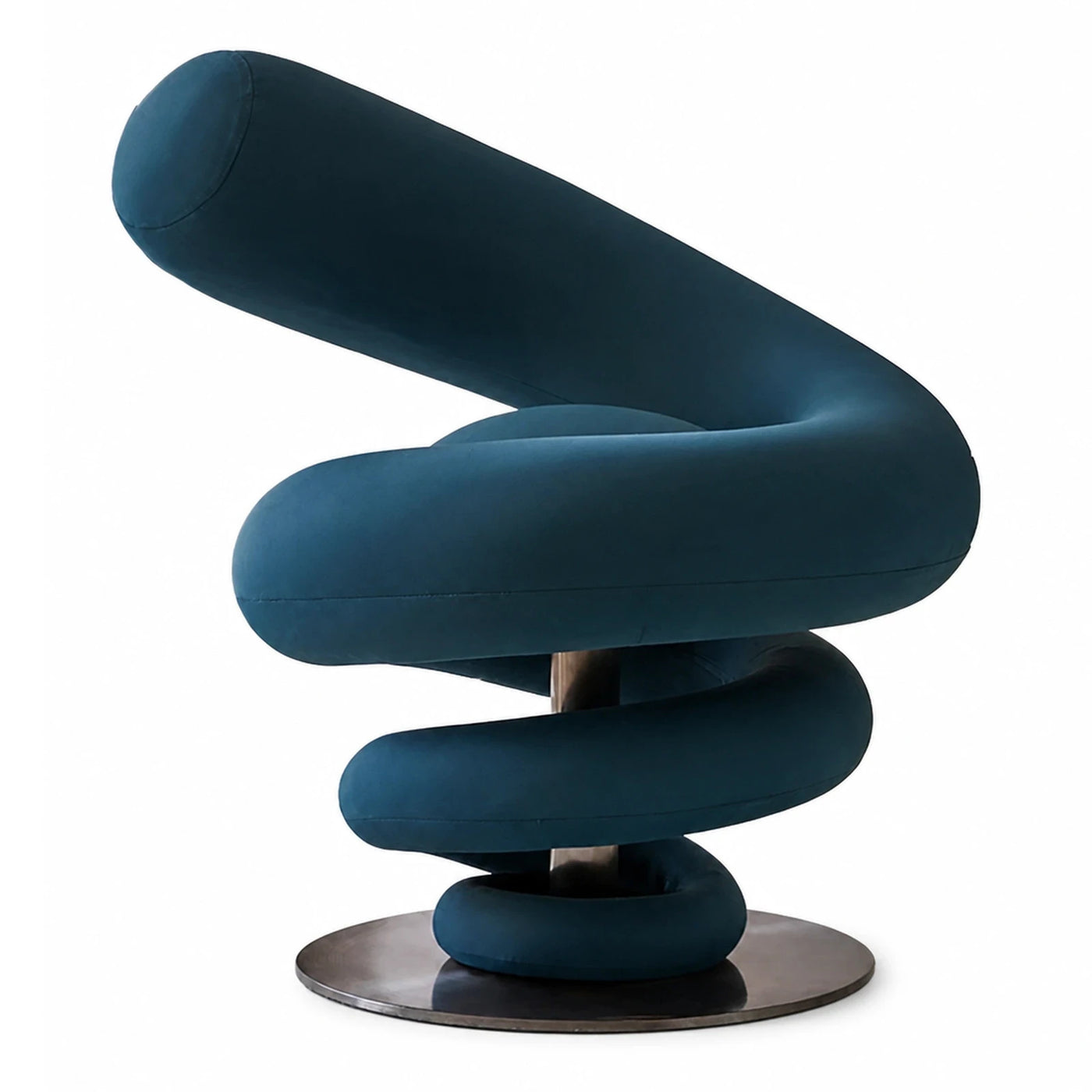 Spiral Swivel Lounge Chair Blue Velvet
