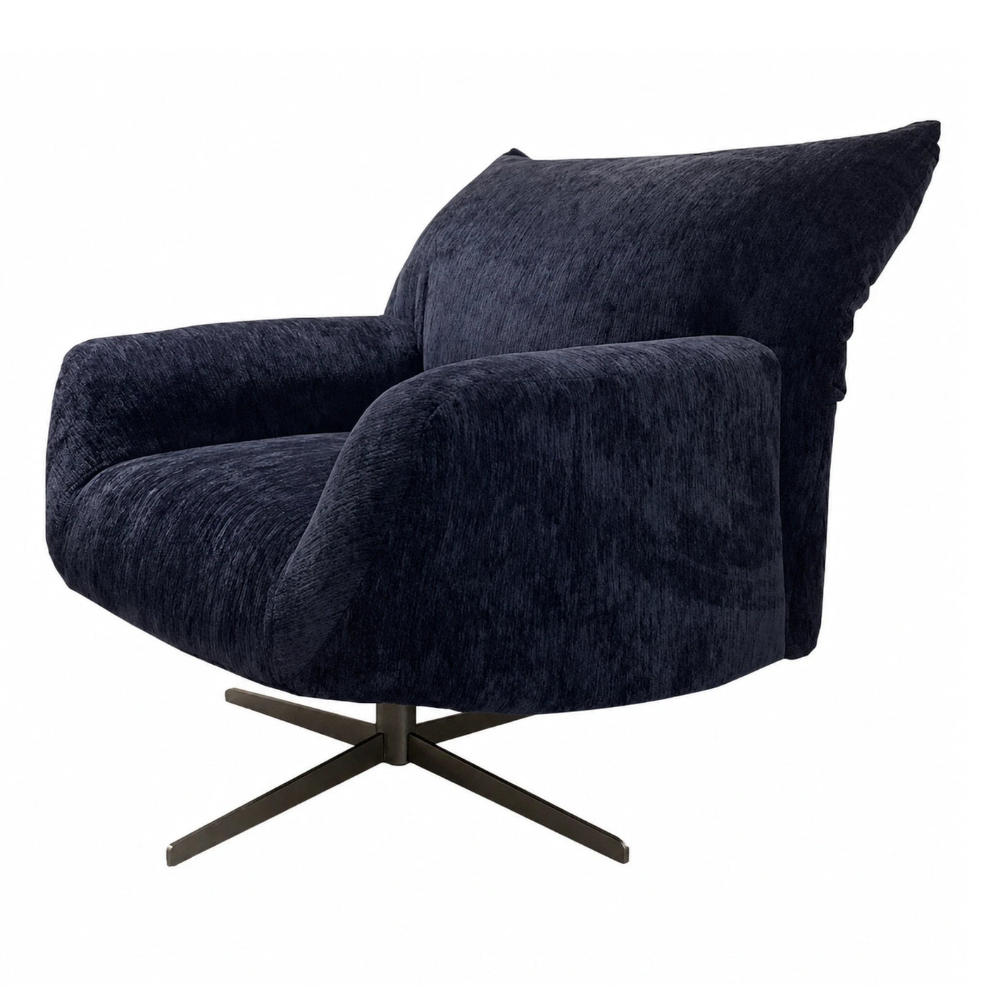 Navy Blue Velvet Swivel Lounge Chair