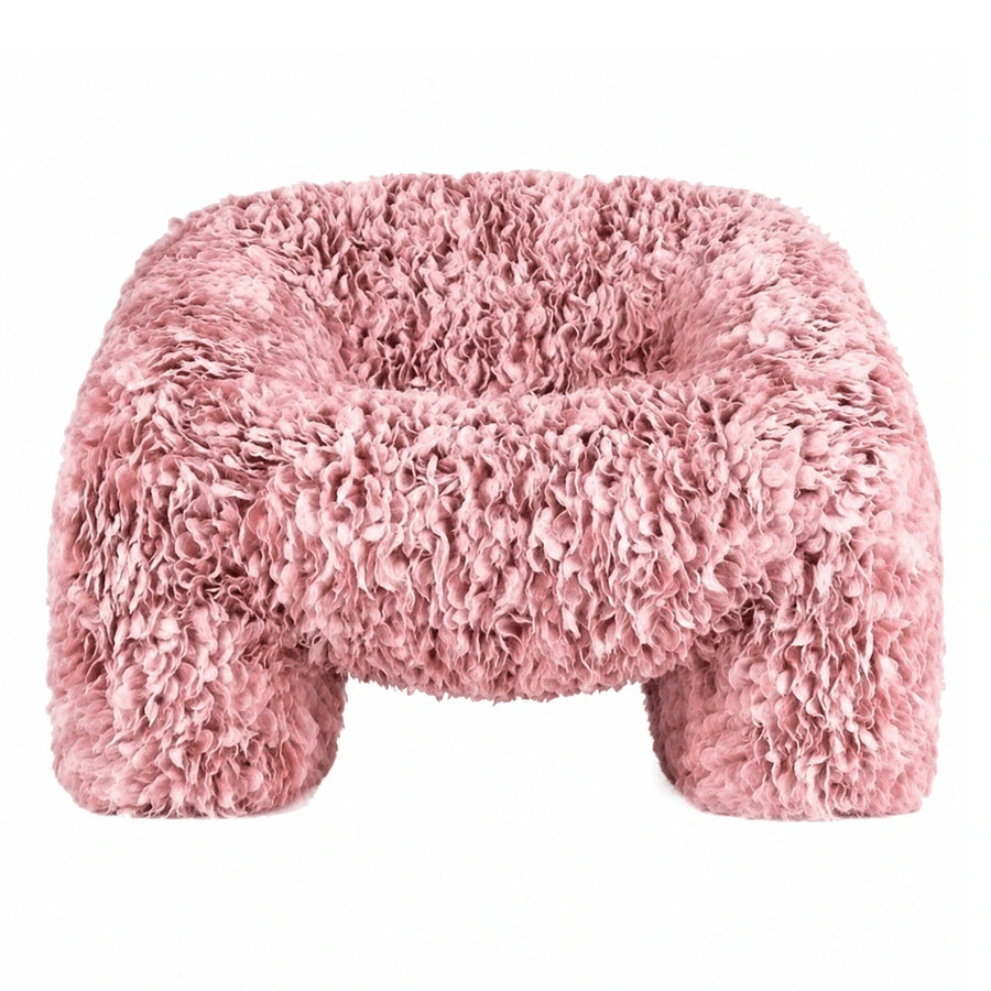 Pink Boucle Armless Lounge Chair