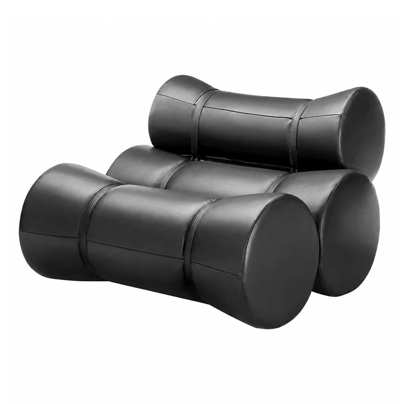 Black Leather Cylindrical Modular Sofa