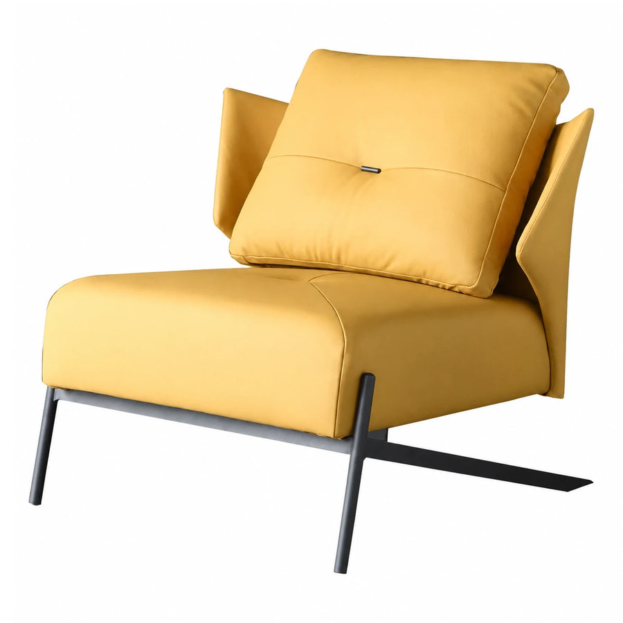 Yellow Leather Lounge Chair with Black Metal Base