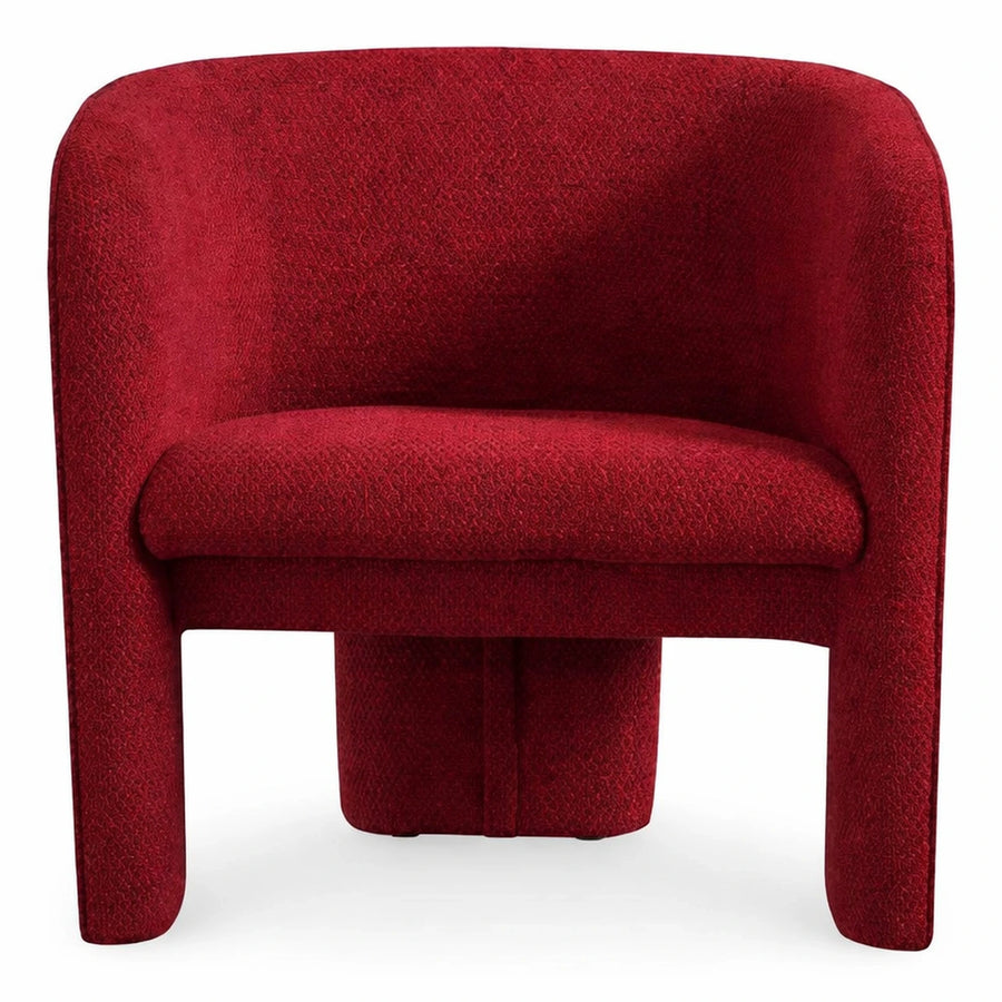 Red Boucle Tub Armchair with Wide Arms