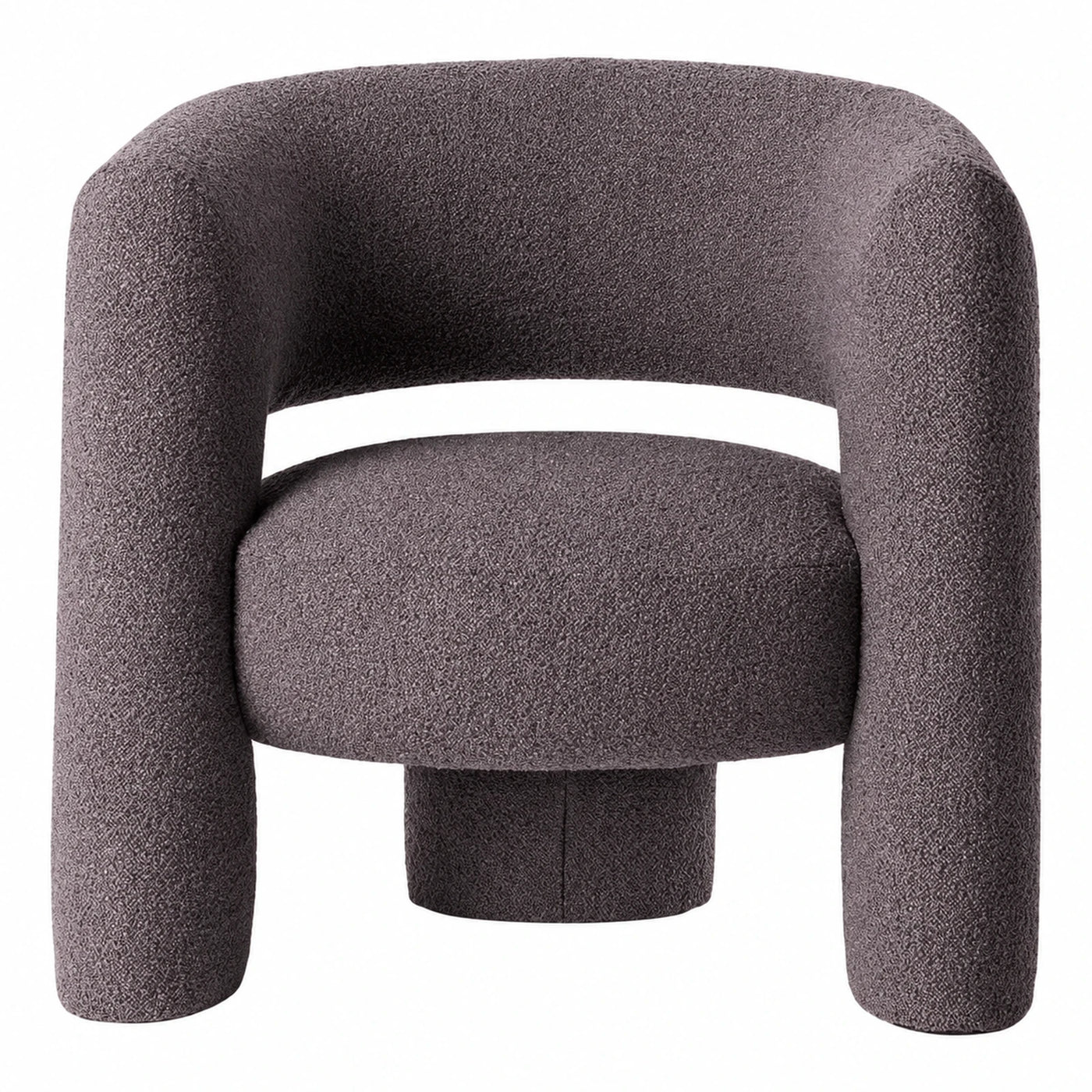 Grey Boucle Tub Armchair with Cylindrical Base