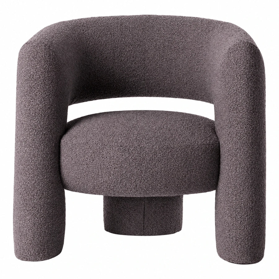Grey Boucle Tub Armchair with Cylindrical Base