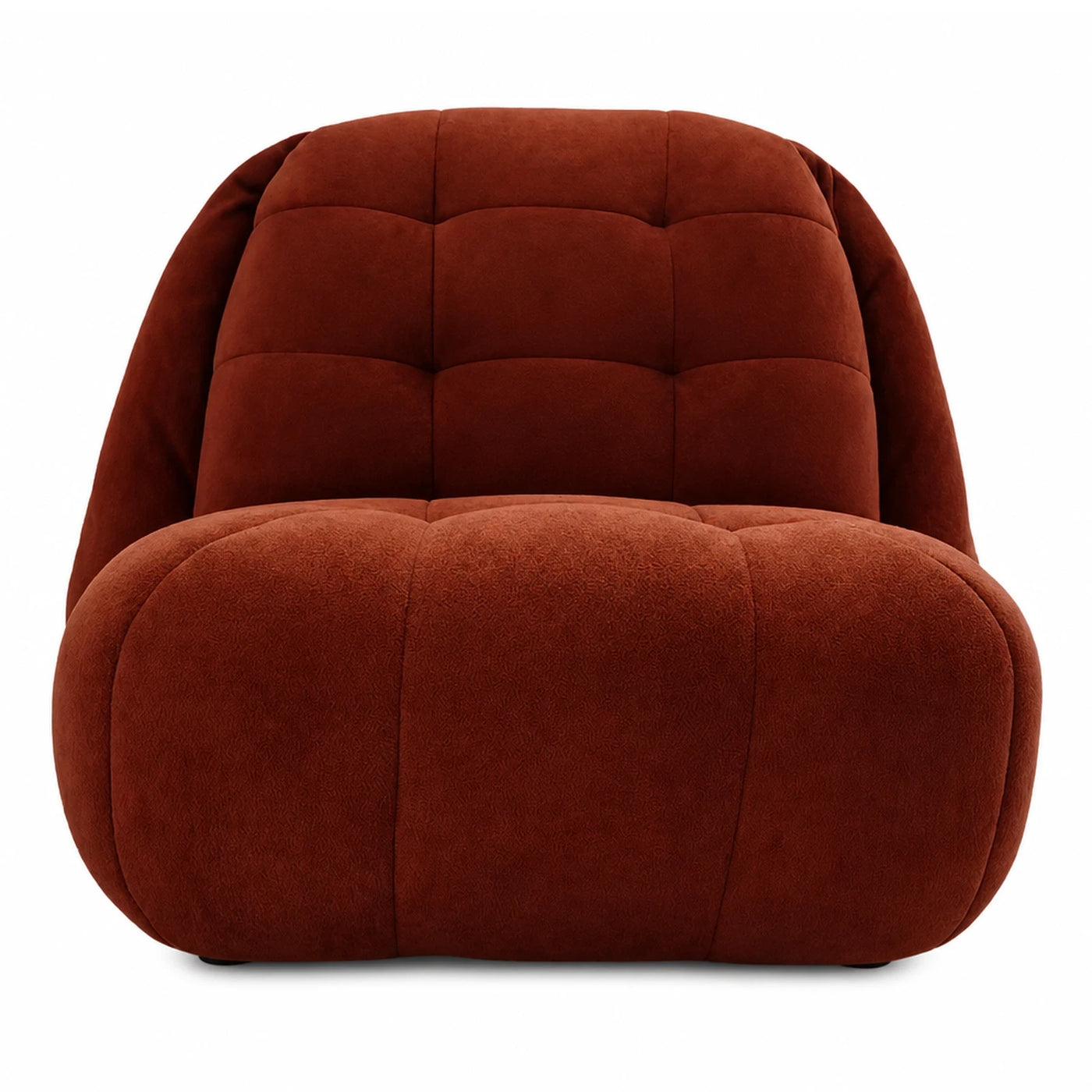 Rust Brown Tufted Boucle Lounge Chair