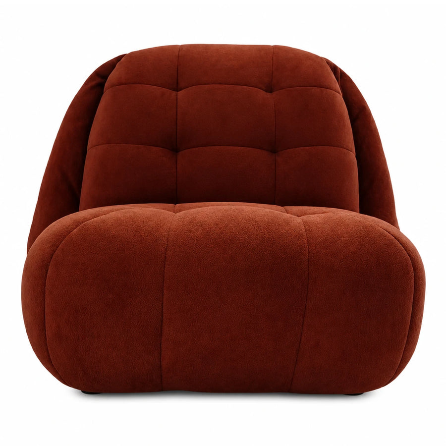 Rust Brown Tufted Boucle Lounge Chair