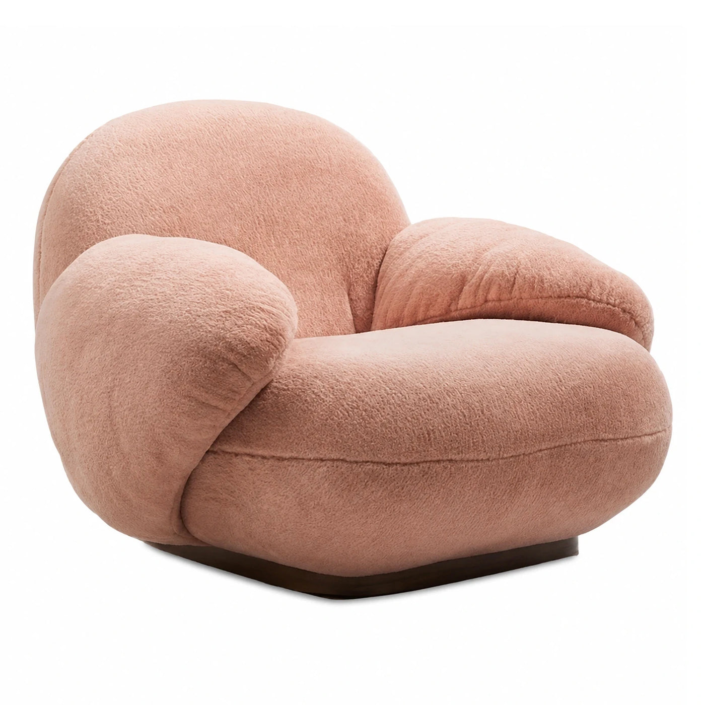 Pink Boucle Swivel Lounge Chair