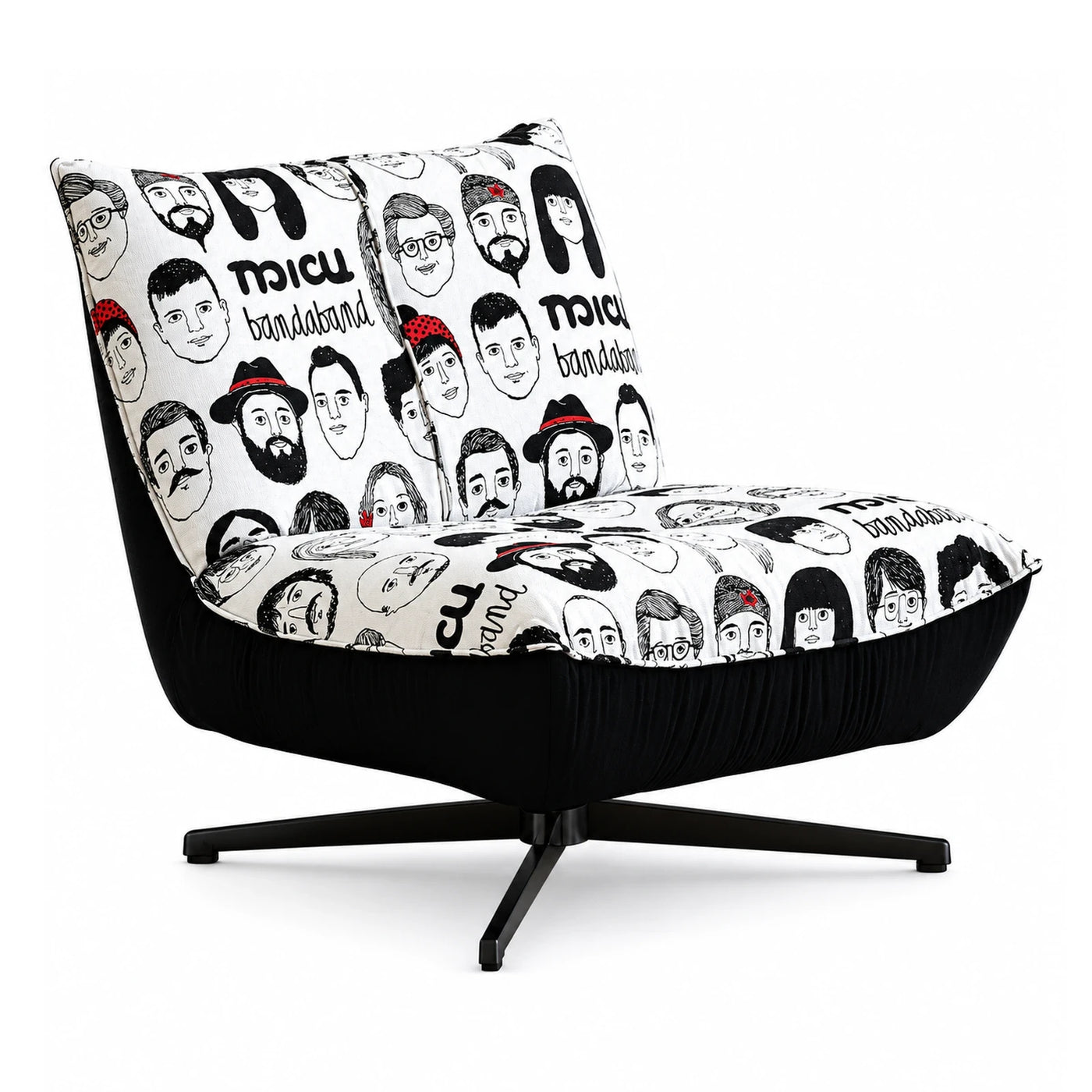 Black and White Graphic Print Lounge Chair