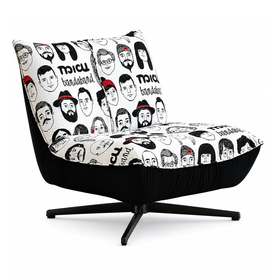 Black and White Graphic Print Lounge Chair