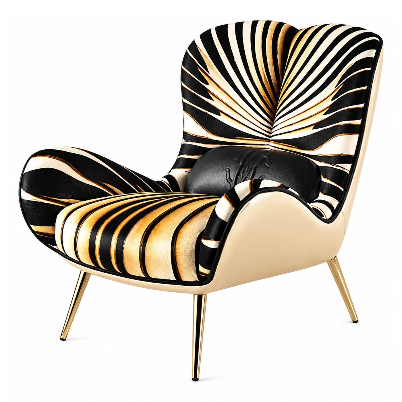 Gold Black Striped Accent Lounge Chair
