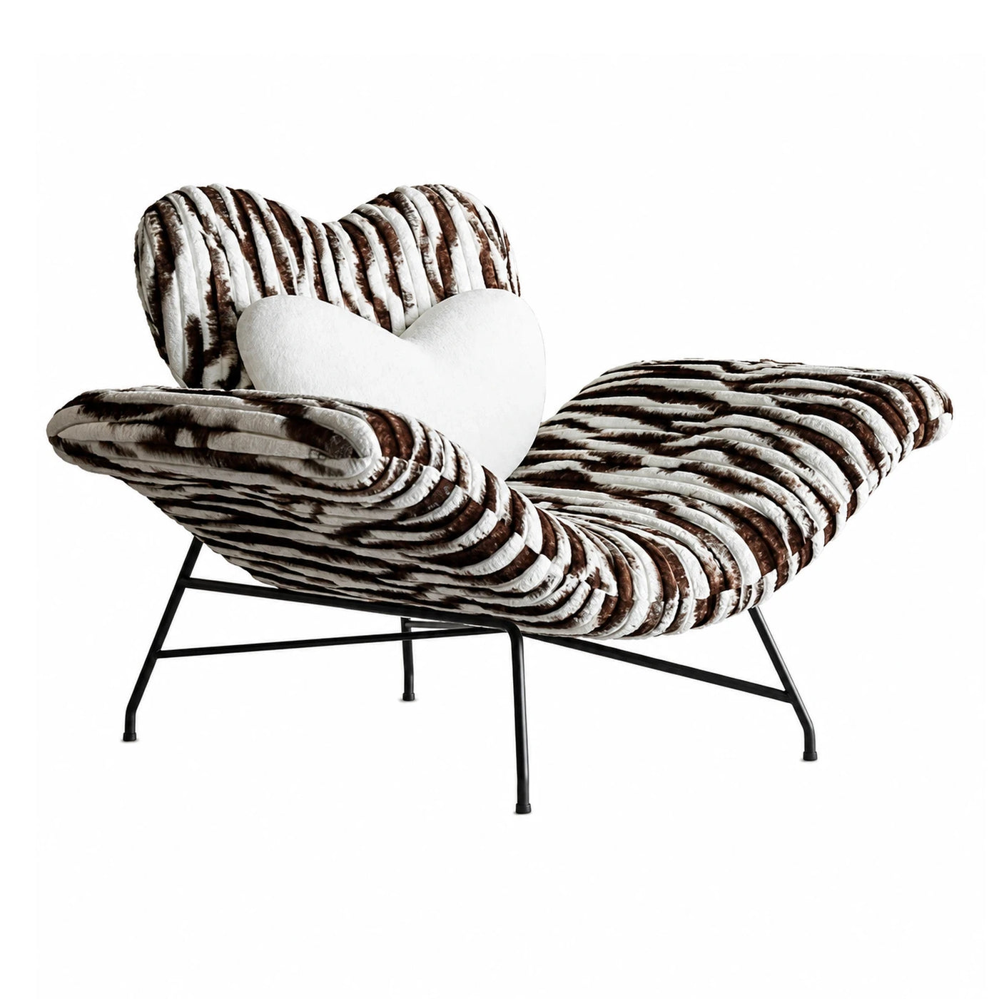 Zebra Print Chaise Lounge Chair with Heart Pillow