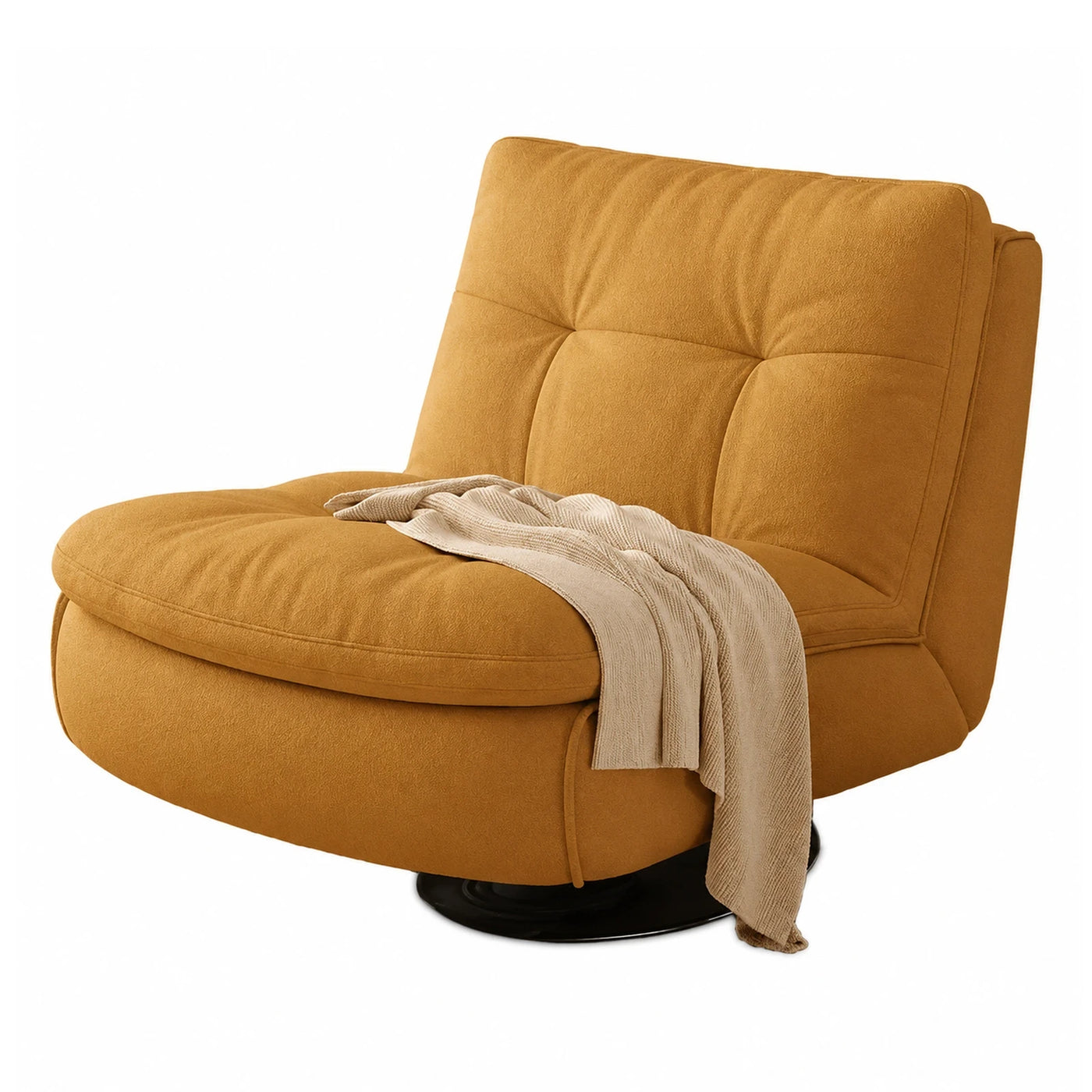 Mustard Yellow Swivel Lounge Chair with Tufted Back