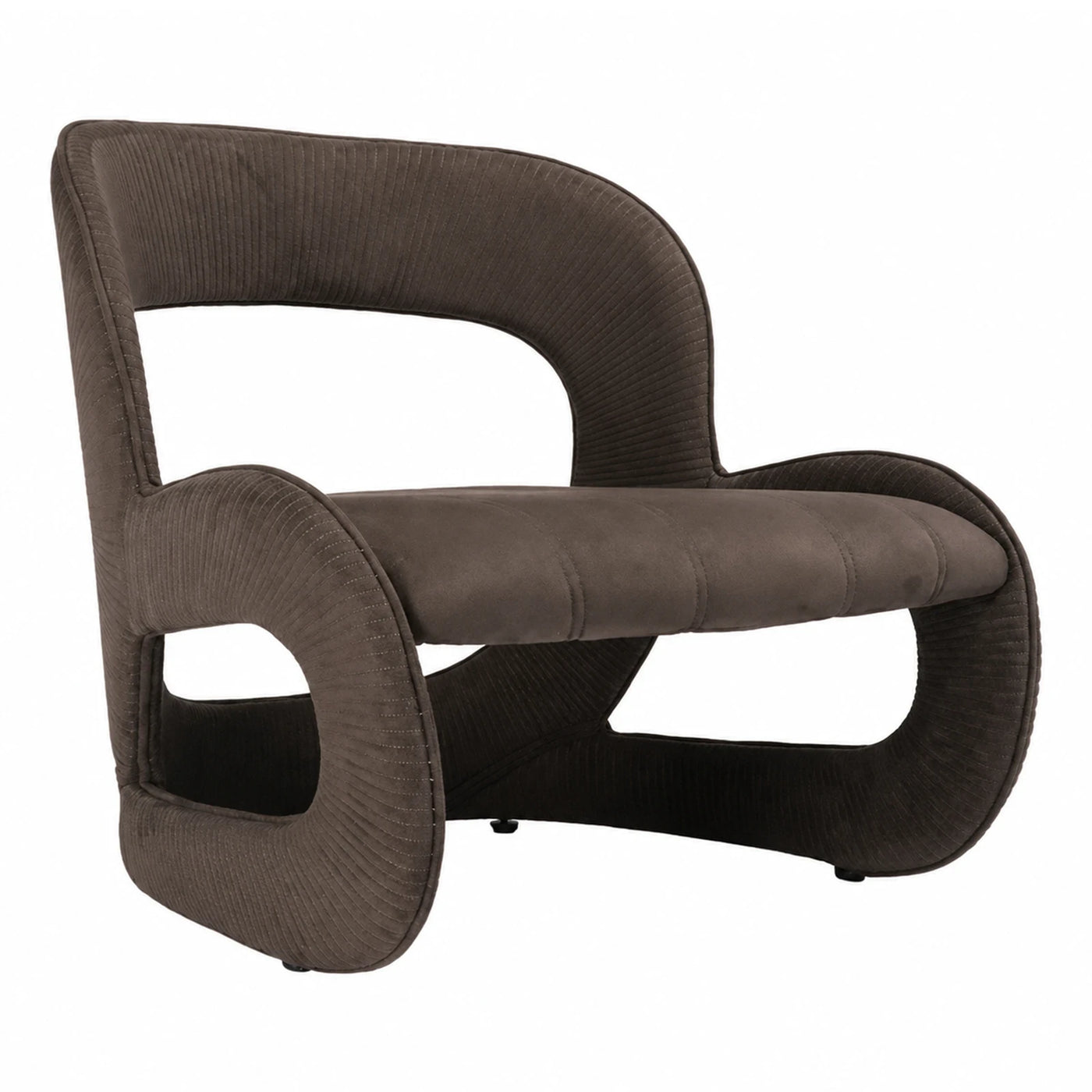 Brown Corduroy Sculptural Lounge Chair