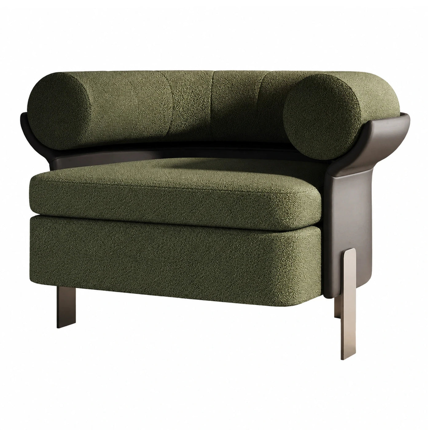 Green Boucle Armchair with Metal Legs