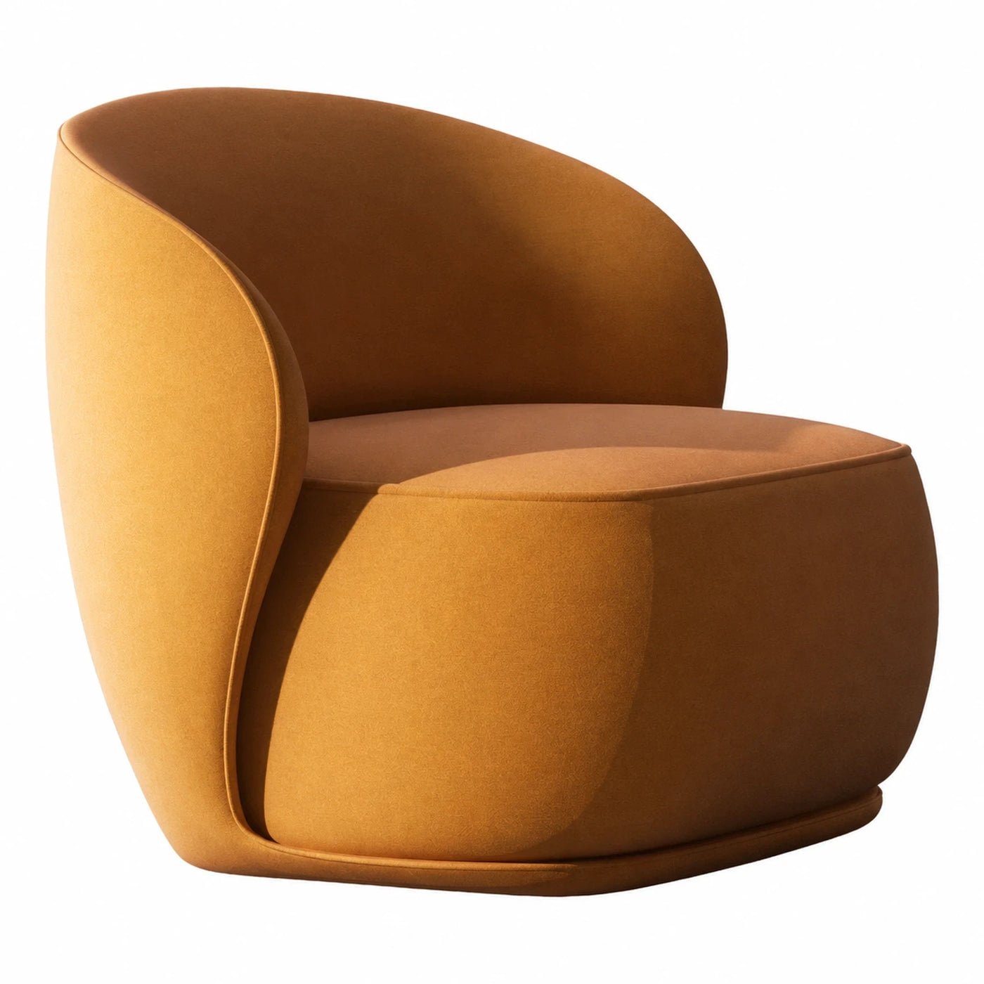 Curved Mustard Yellow Fabric Lounge Chair