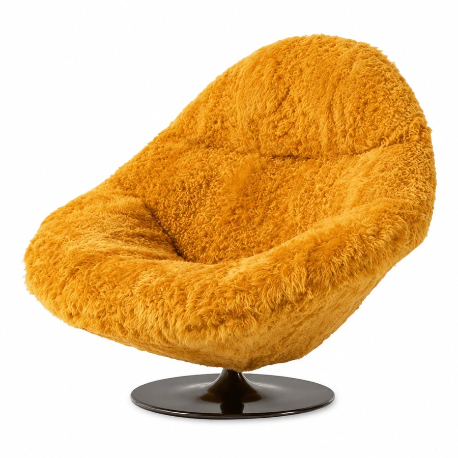 Yellow Boucle Swivel Accent Lounge Chair