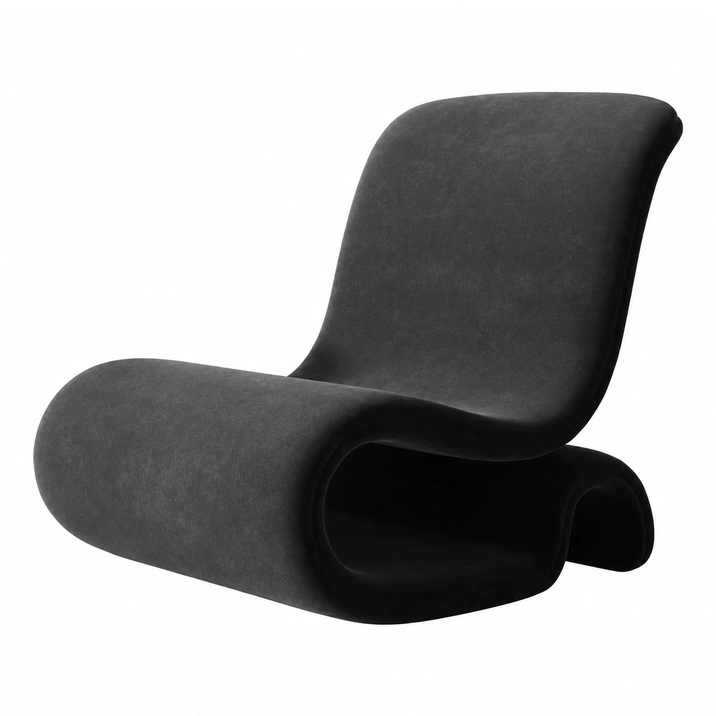 Black Curved Lounge Chair with Sculptural Base