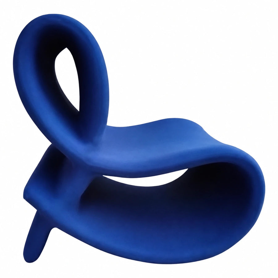 Blue Sculptural Lounge Chair with Loop Backrest
