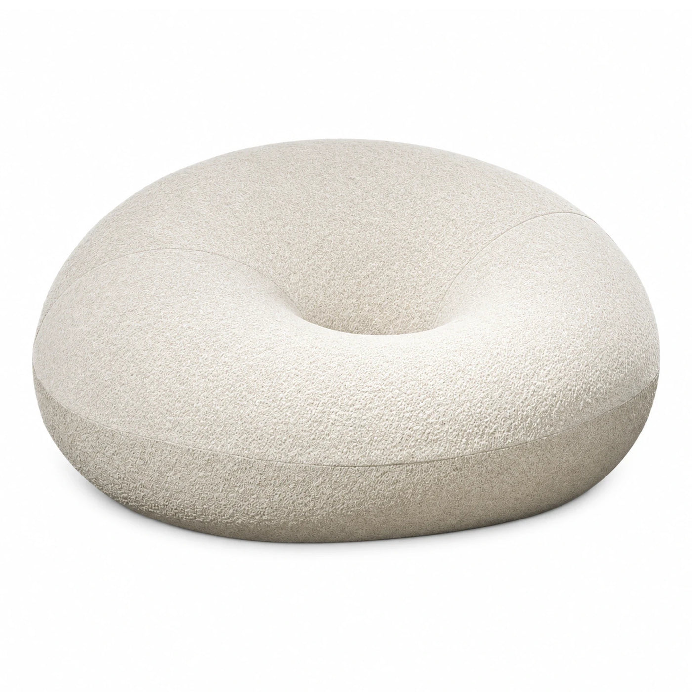 Round Cream Boucle Ottoman Pouf