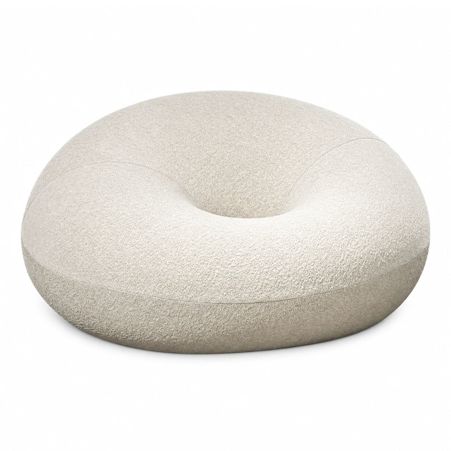 Round Cream Boucle Ottoman Pouf