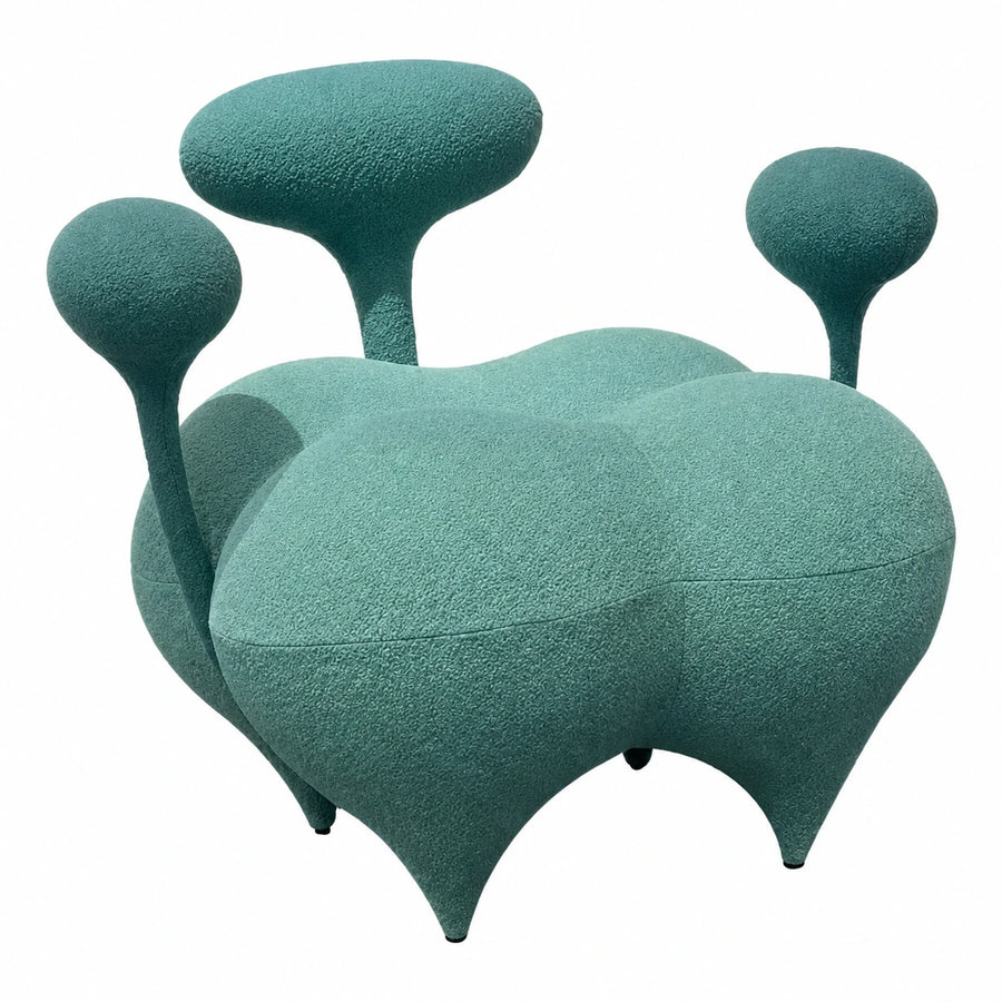 Teal Boucle Organic Shape Lounge Chair