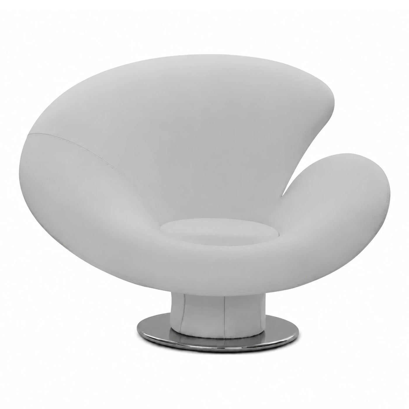 White Swivel Lounge Chair with Chrome Base