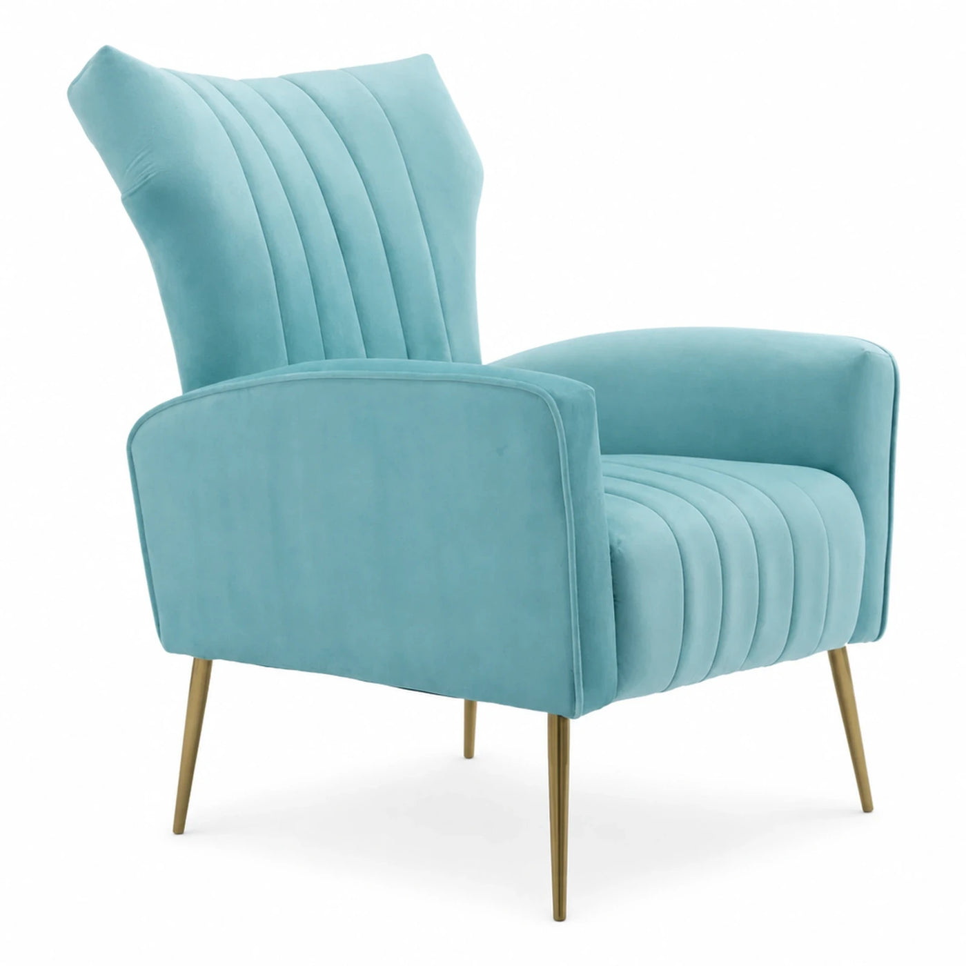 Teal Velvet Accent Chair with Gold Legs