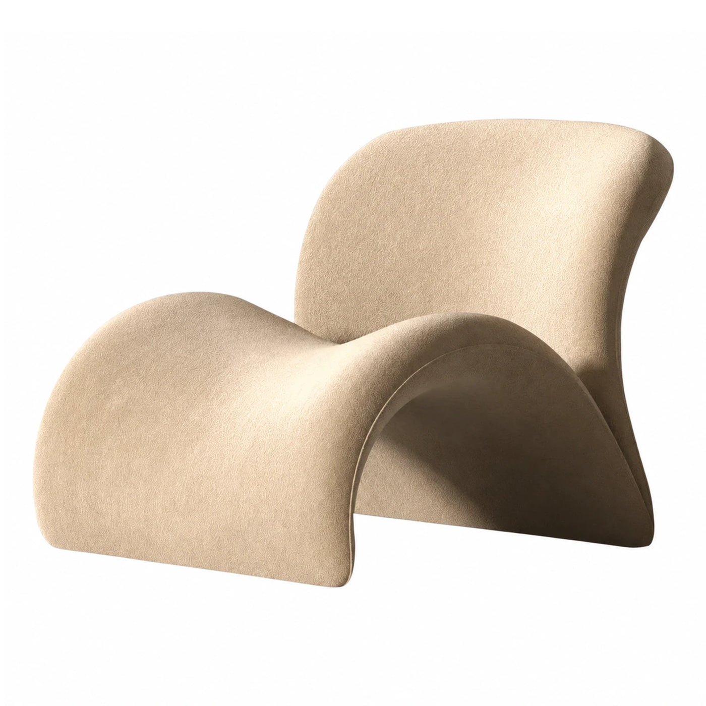 Beige Curved Lounge Chair