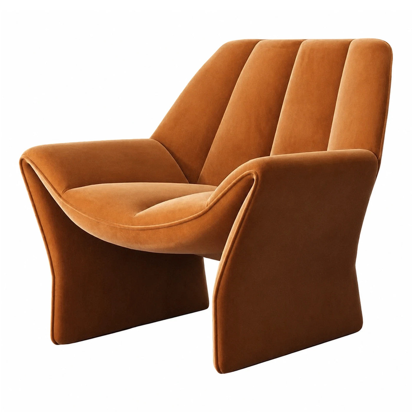Modern Velvet Lounge Chair with Sculptural Base